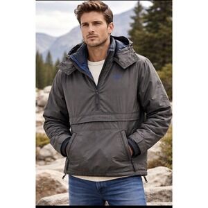 Abercrombie & Fitch Men's Insulated Anorak Jacket Gray L Windbreaker Waterproof